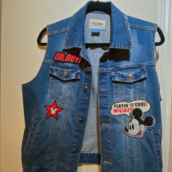 Mickey Mouse Denim Vest - Size L - Picture 1 of 2